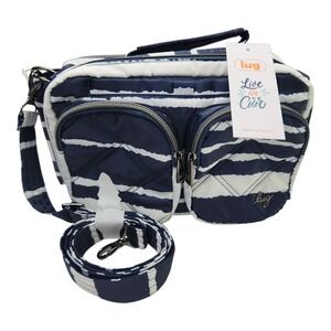 Lug Rider Navy Stripe Crossbody Bag Purse Adjustable Strap Water Resistant RFID